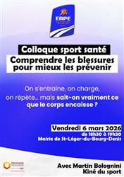 Colloque Sport Santé : Comprendre les blessures pour mieux les prévenir